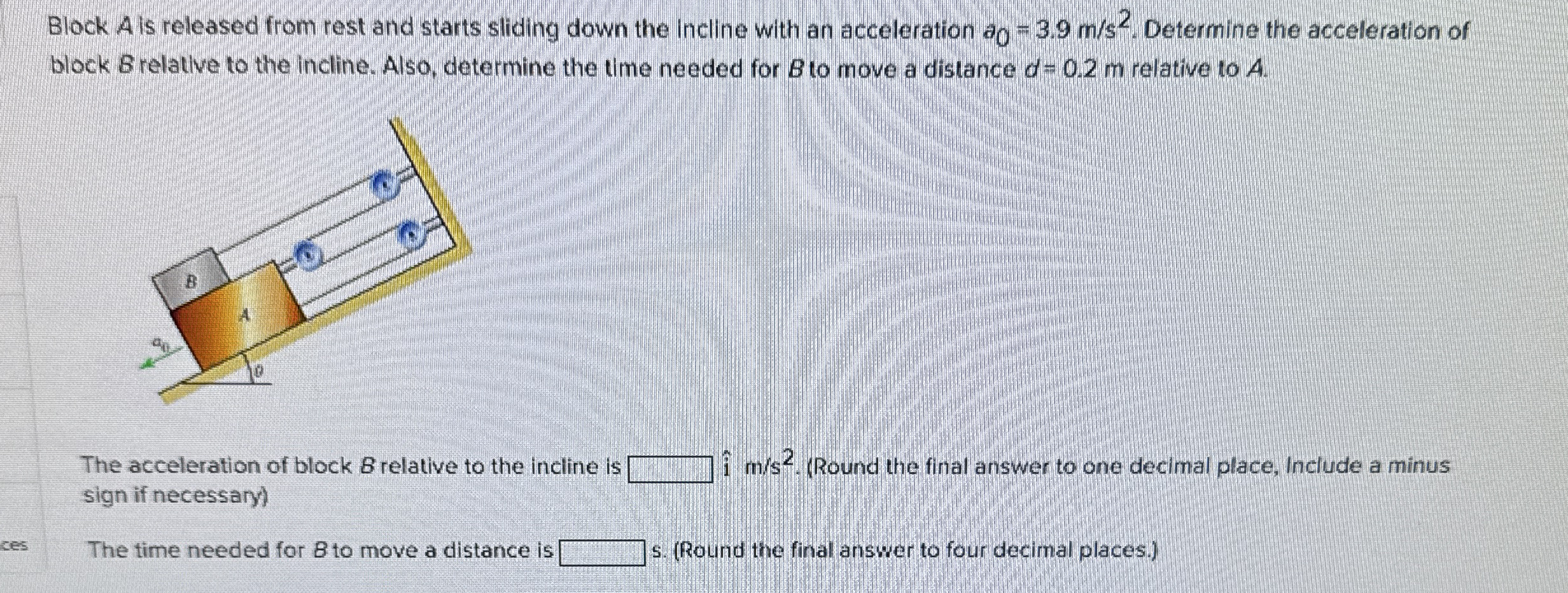 Block A is released from rest and starts sliding