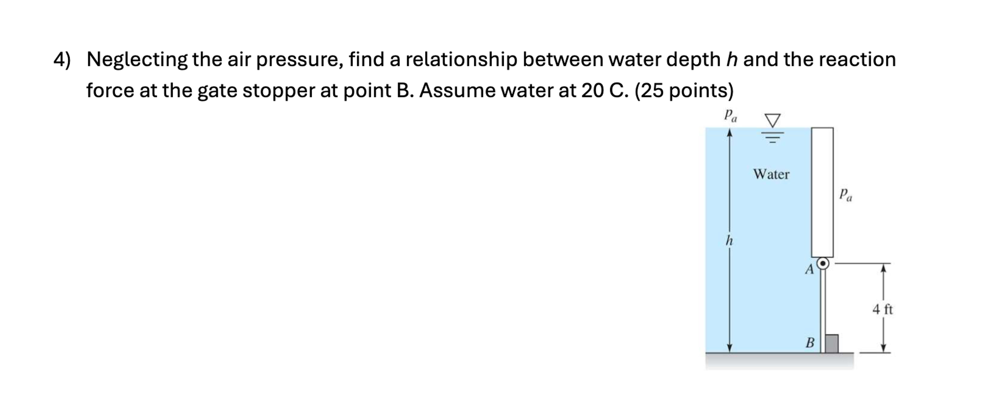 Neglecting the air pressure, find a relationship