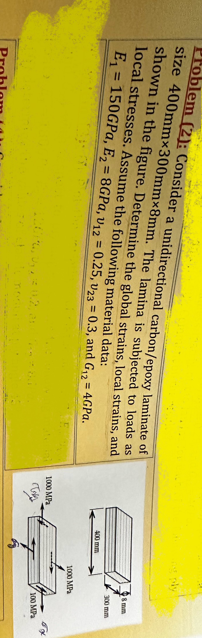 rroblem ( 2 ) : Consider a unidirectional carbon