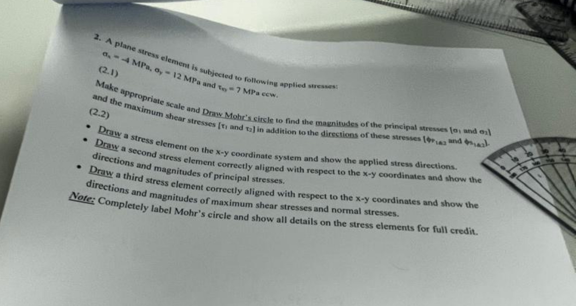 1 plane stress element is subjected to following