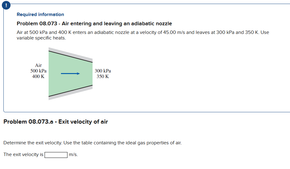 ! Required information Problem 0 8 . 0 7 3 - Air