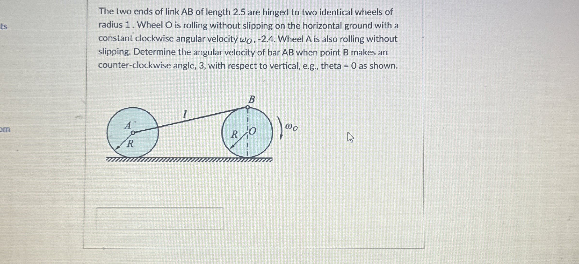 The two ends of link A B of length 2 . 5 are