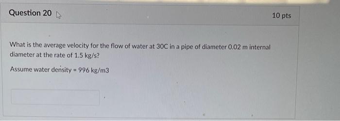 What is the average velocity for the flow of