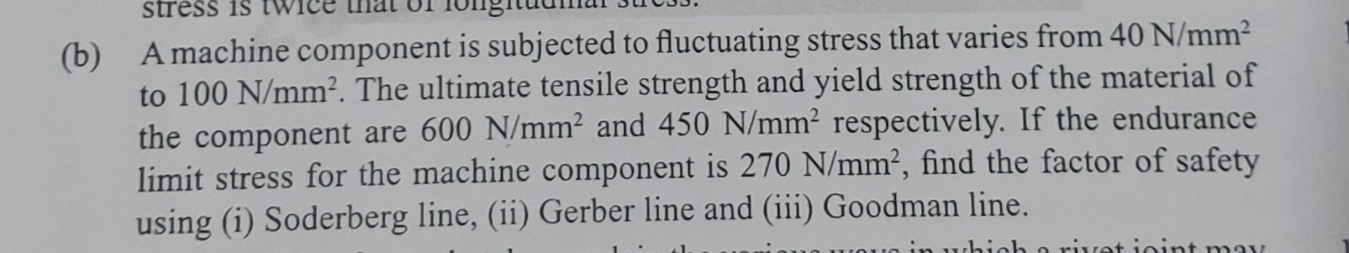 ( b ) A machine component is subjected to