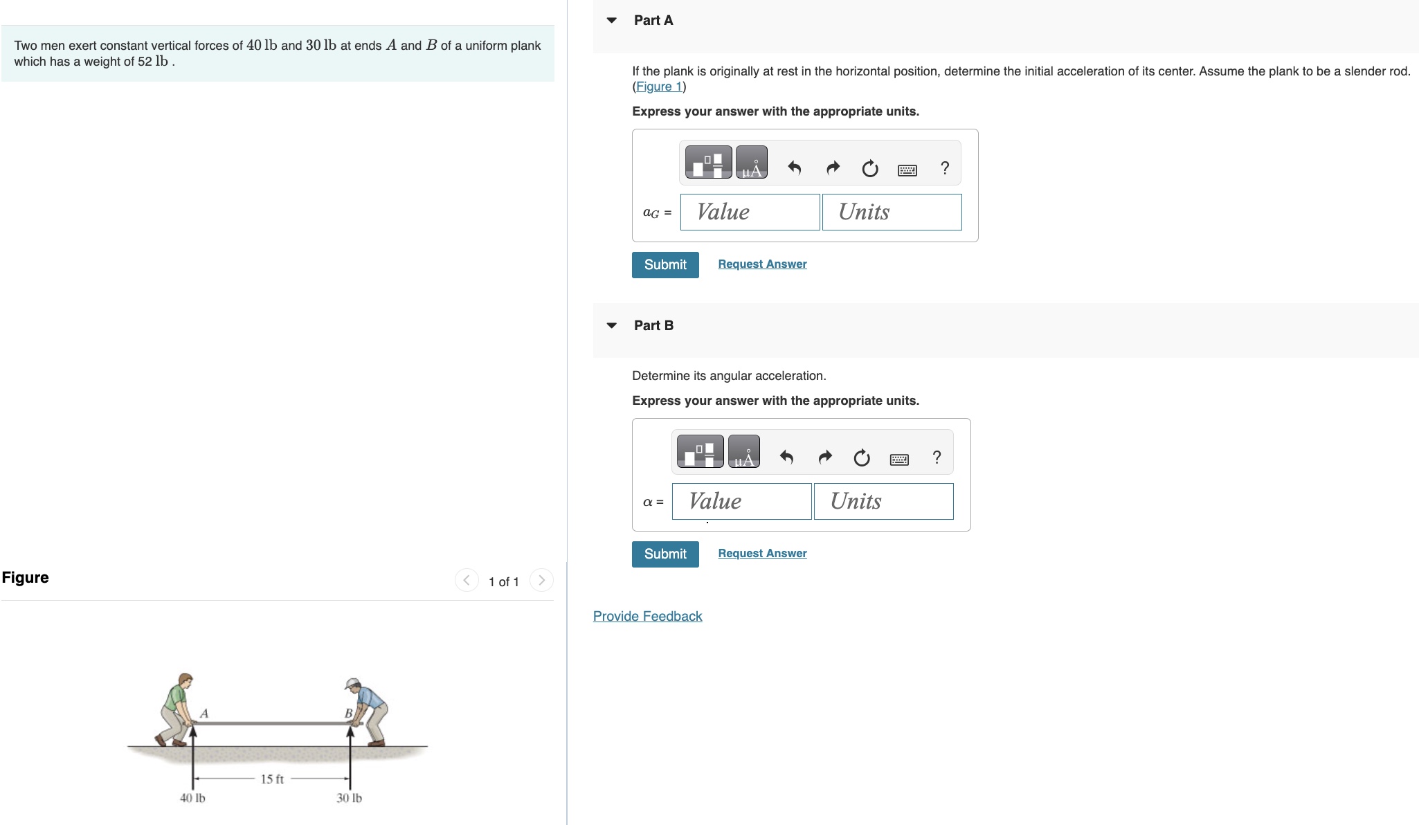 Two men exert constant vertical forces of 4 0 lb