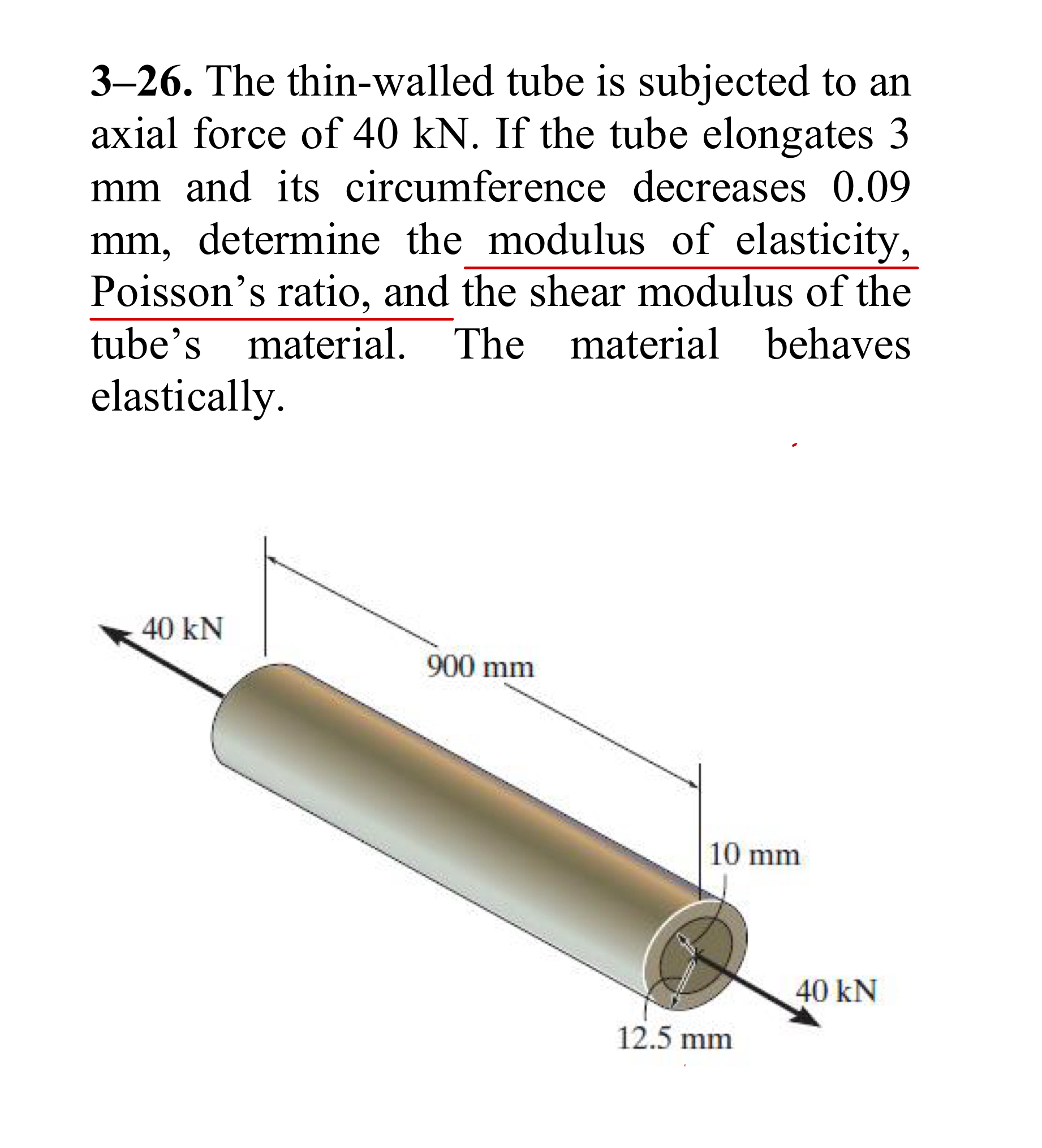 3 - 2 6 . The thin - walled tube is subjected to