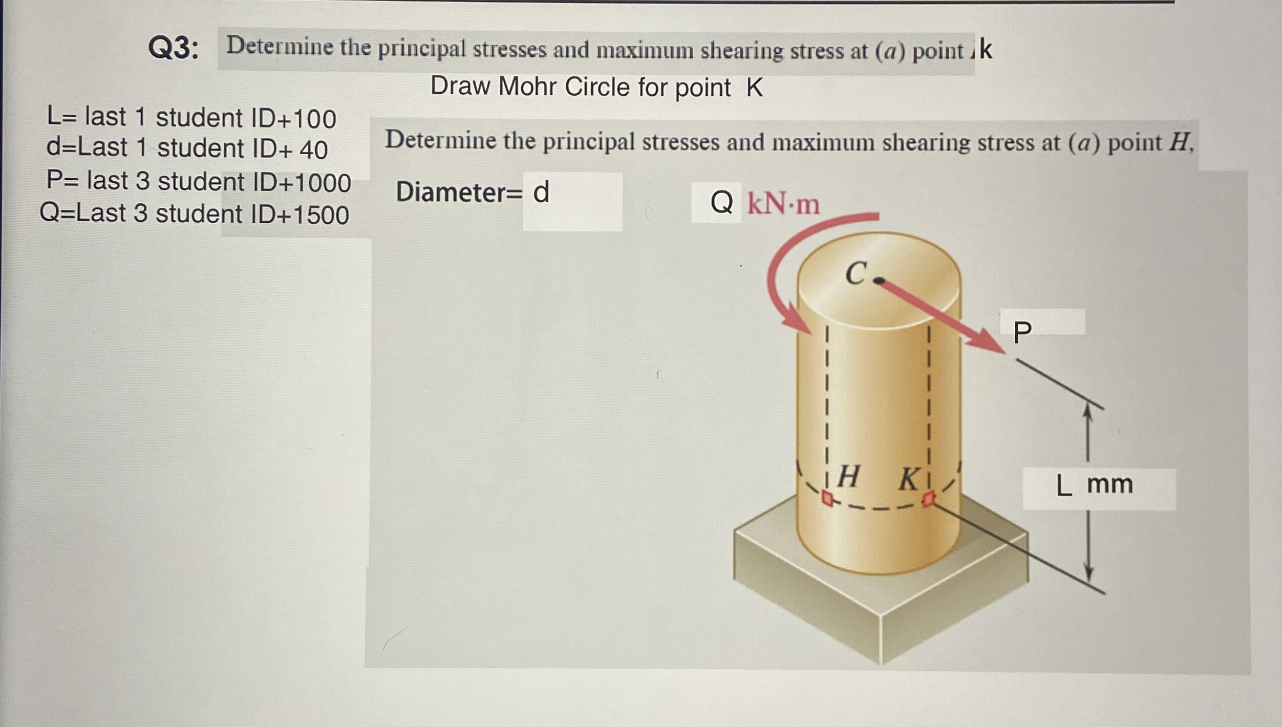 Q 3 : Determine the principal stresses and