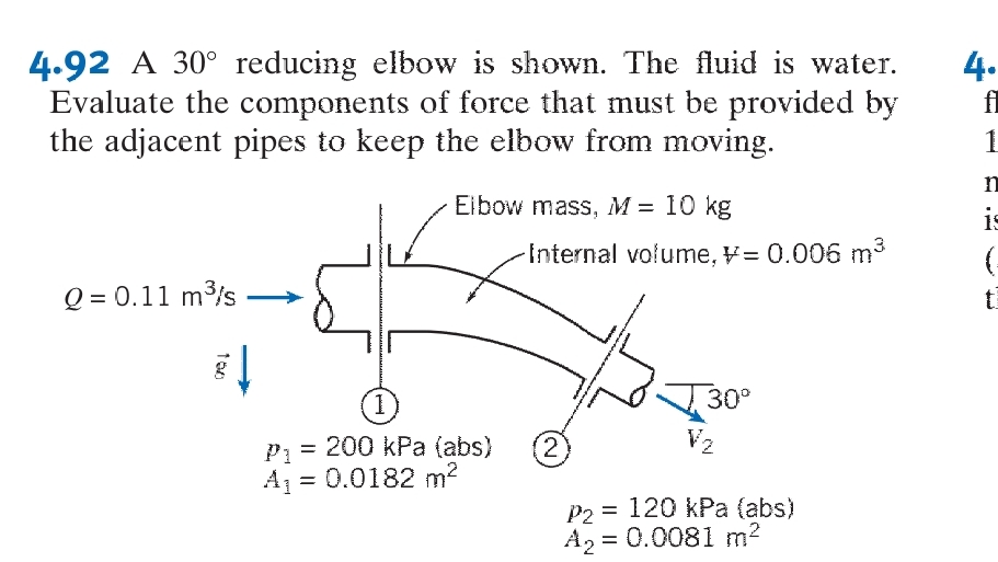 4 . 9 2 A 3 0 reducing elbow is shown. The fluid