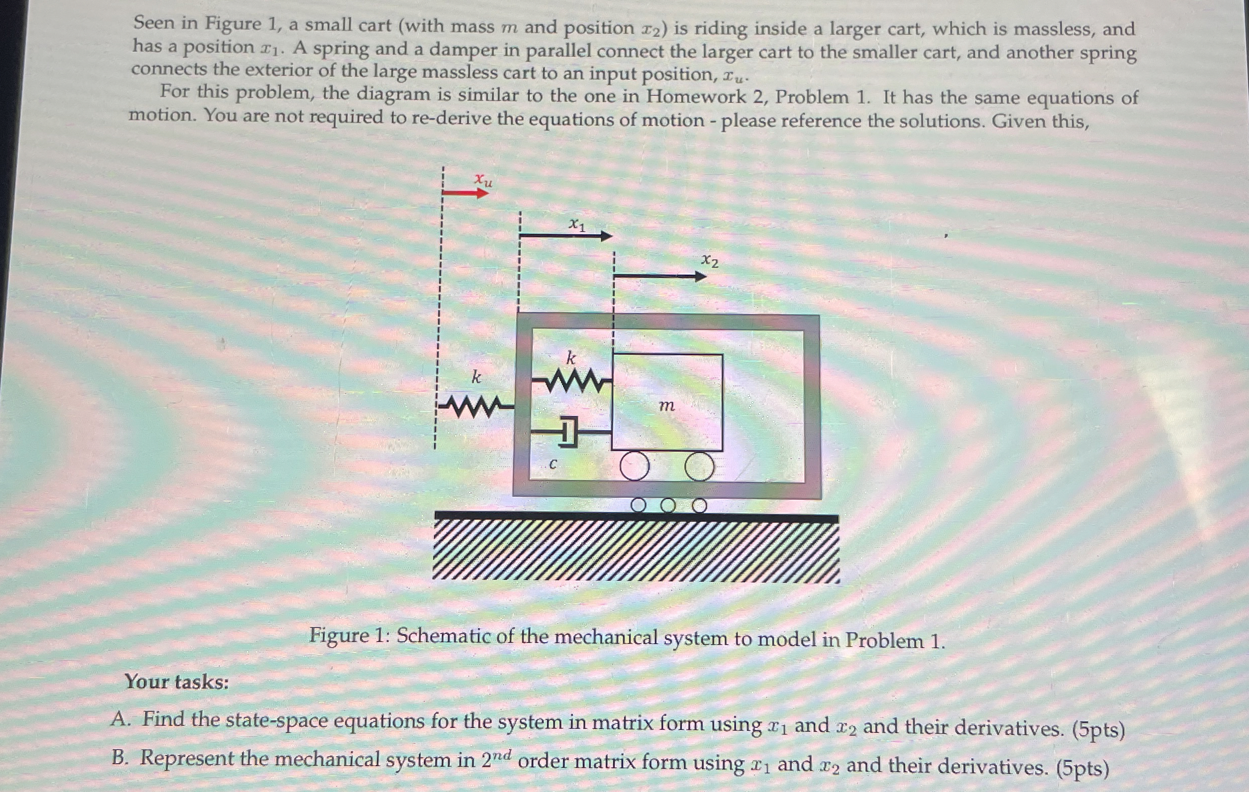 Seen in Figure 1 , a small cart ( with mass m and