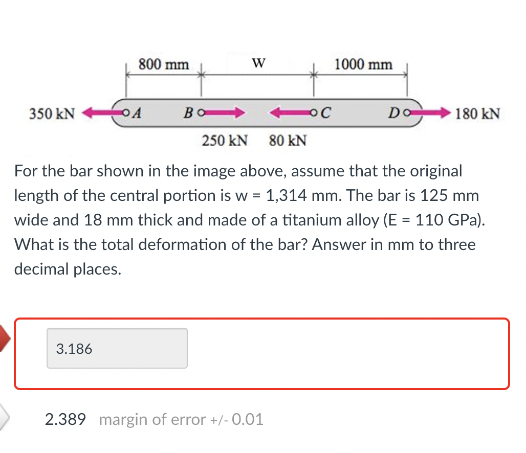 For the bar shown in the image above, assume that
