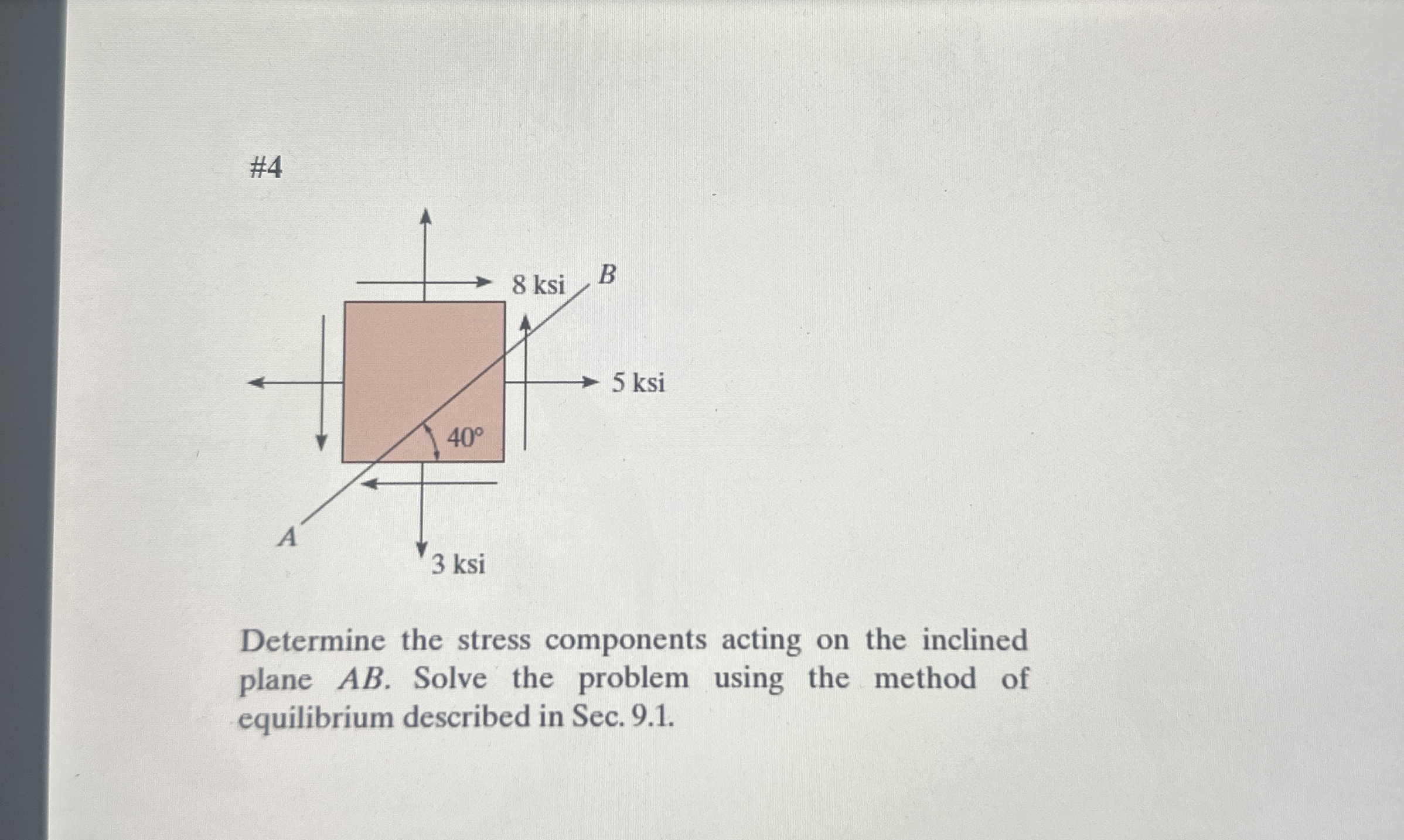 # 4 Determine the stress components acting on the