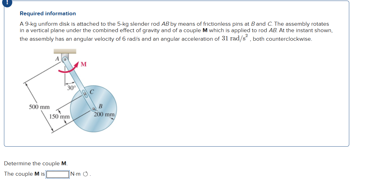 Required information A 9 - kg uniform disk is
