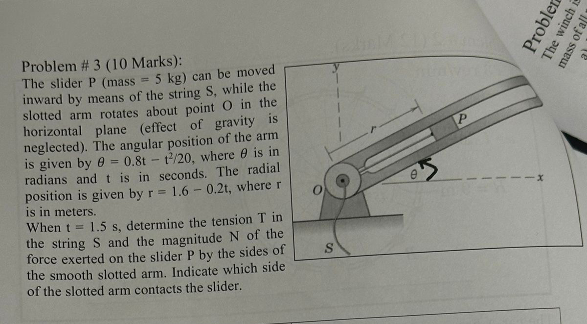 Problem # 3 ( 1 0 Marks ) : The slider P ( mass =