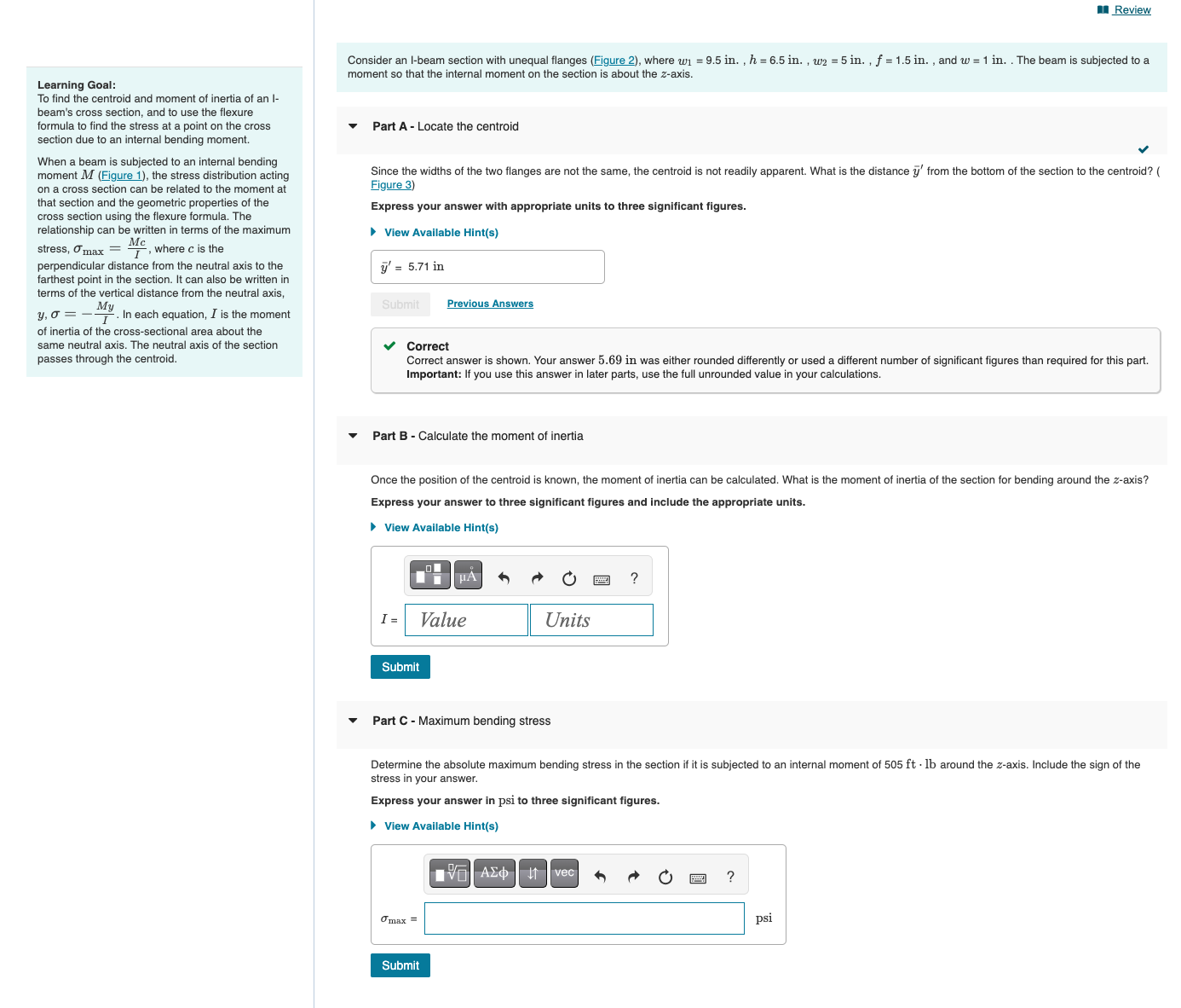 Learning Goal: To find the centroid and moment of