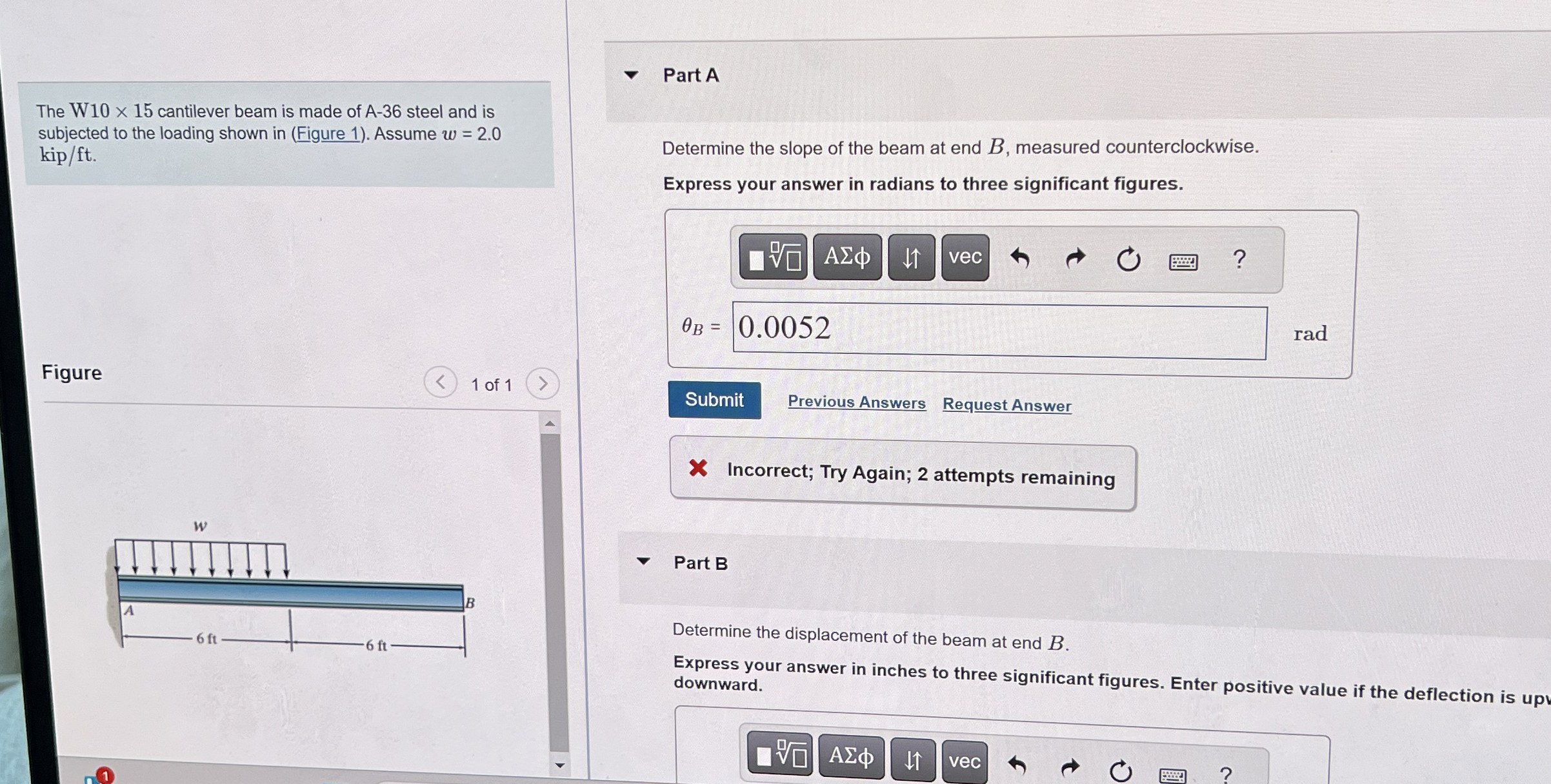 The W 1 0 1 5 cantilever beam is made of A - 3 6