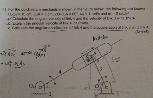 For the quick return mechanism shown in the