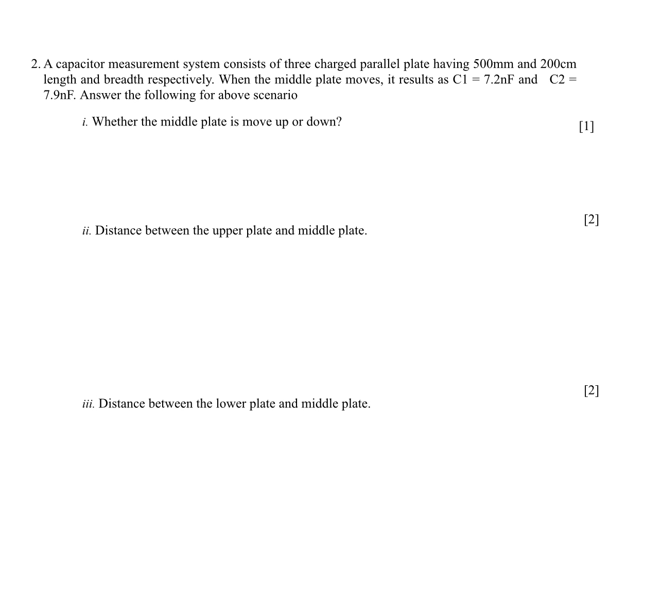 A capacitor measurement system consists of three