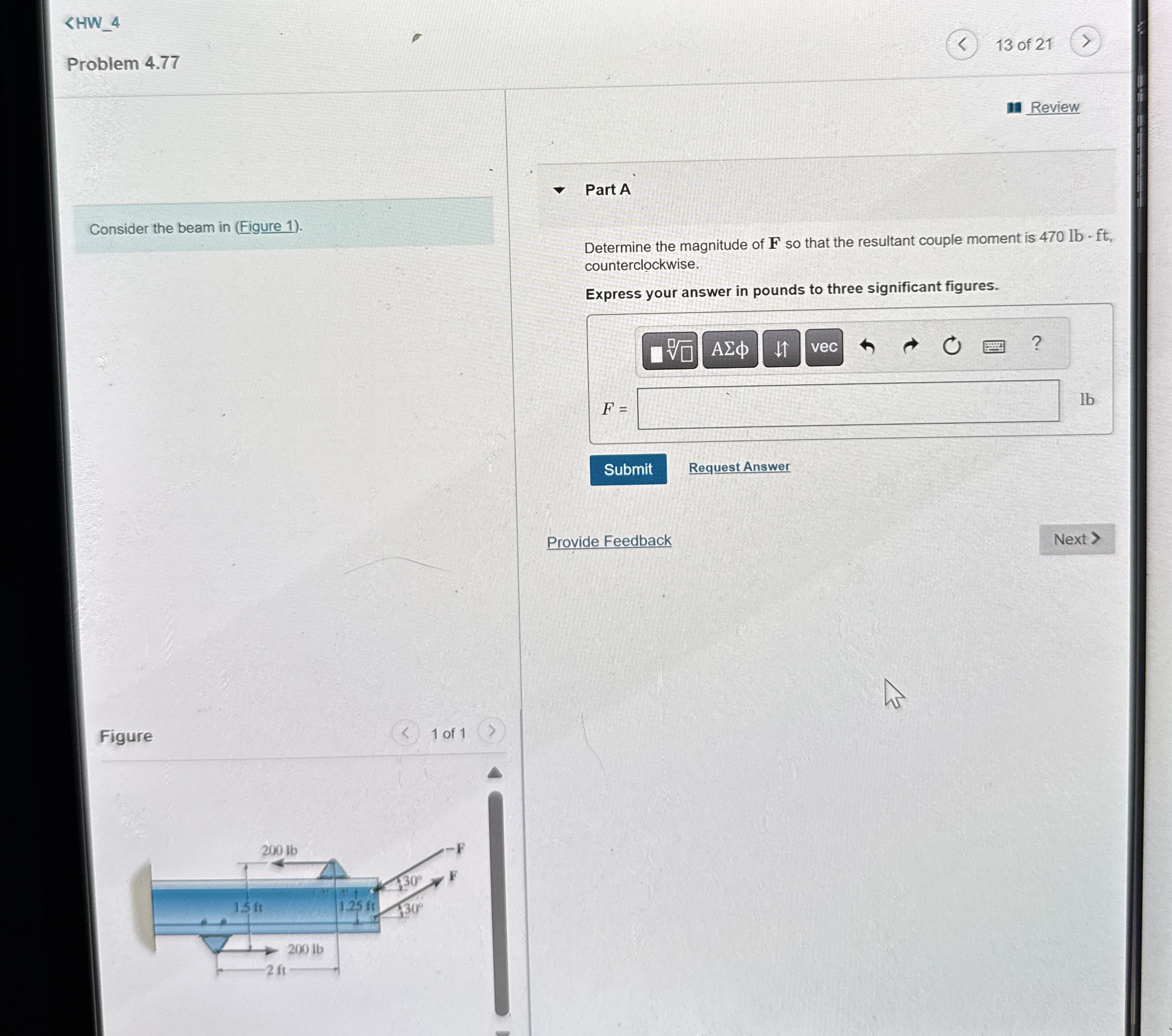 Problem 4 . 7 7 Consider the beam in ( Figure 1 )