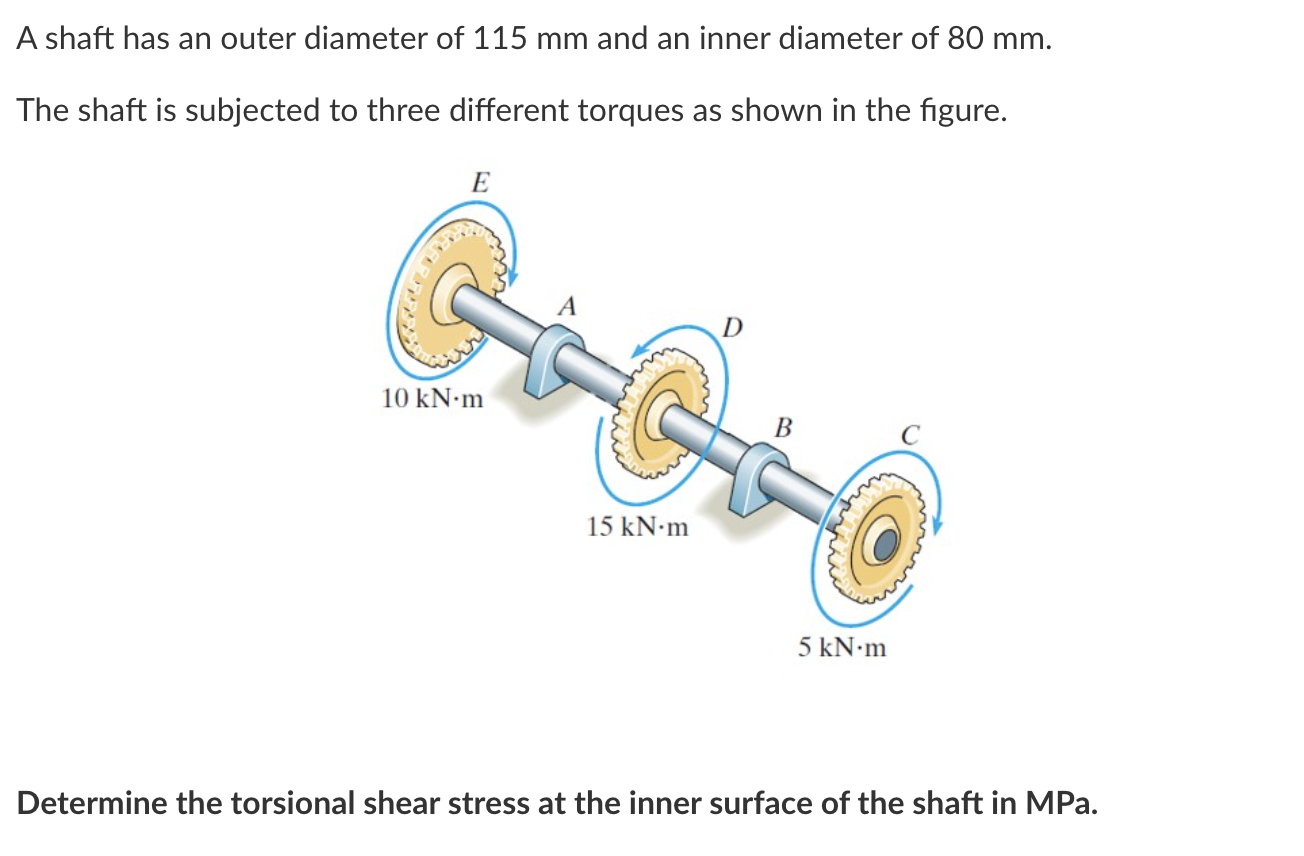 A shaft has an outer diameter of 1 1 5 mm and an