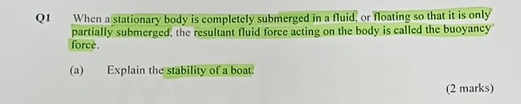 Q 1 When a stationary body is completely