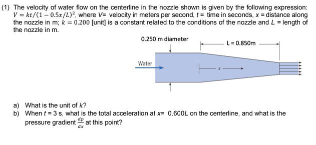 ( 1 ) The velocity of water flow on the