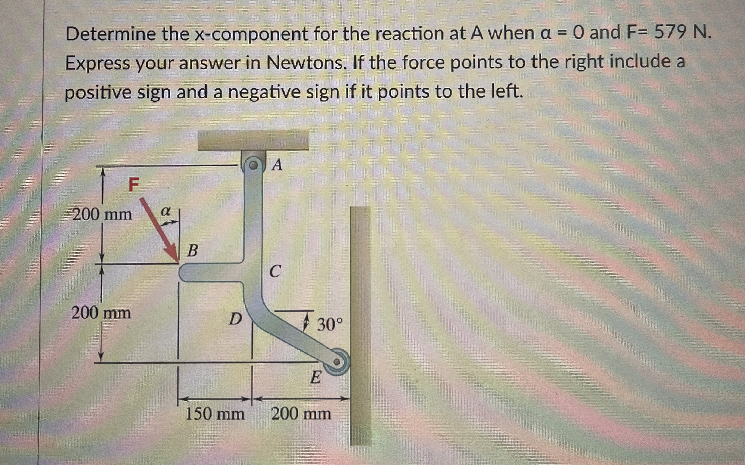 Determine the x - component for the reaction at A