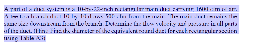 A part of a duct system is a 1 0 - by - 2 2 -
