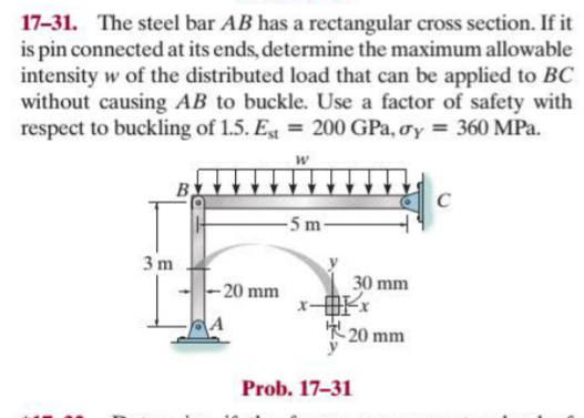 1 7 - 3 1 . The steel bar AB has a rectangular