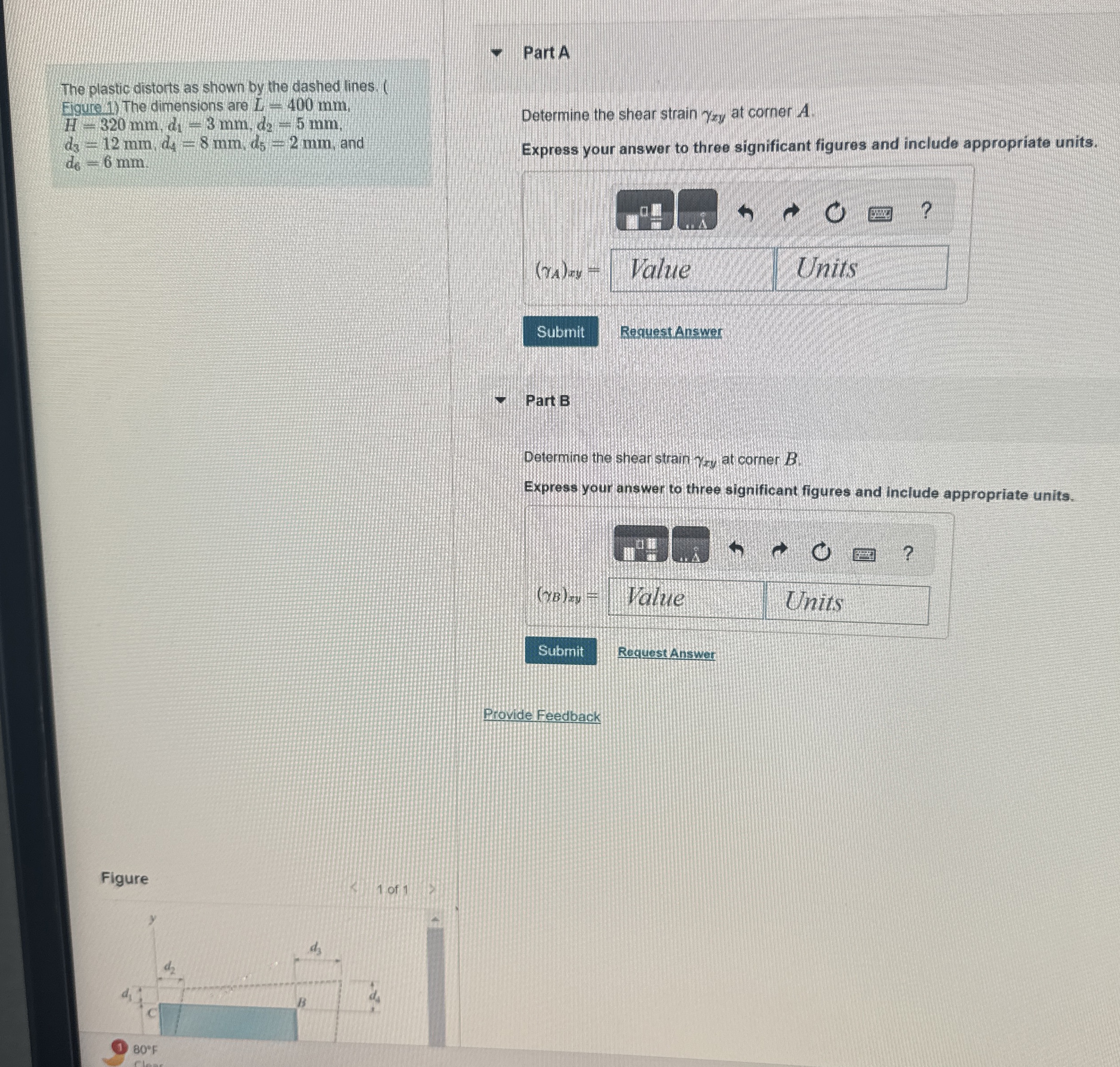 PartA The plastic distorts as shown by the dashed