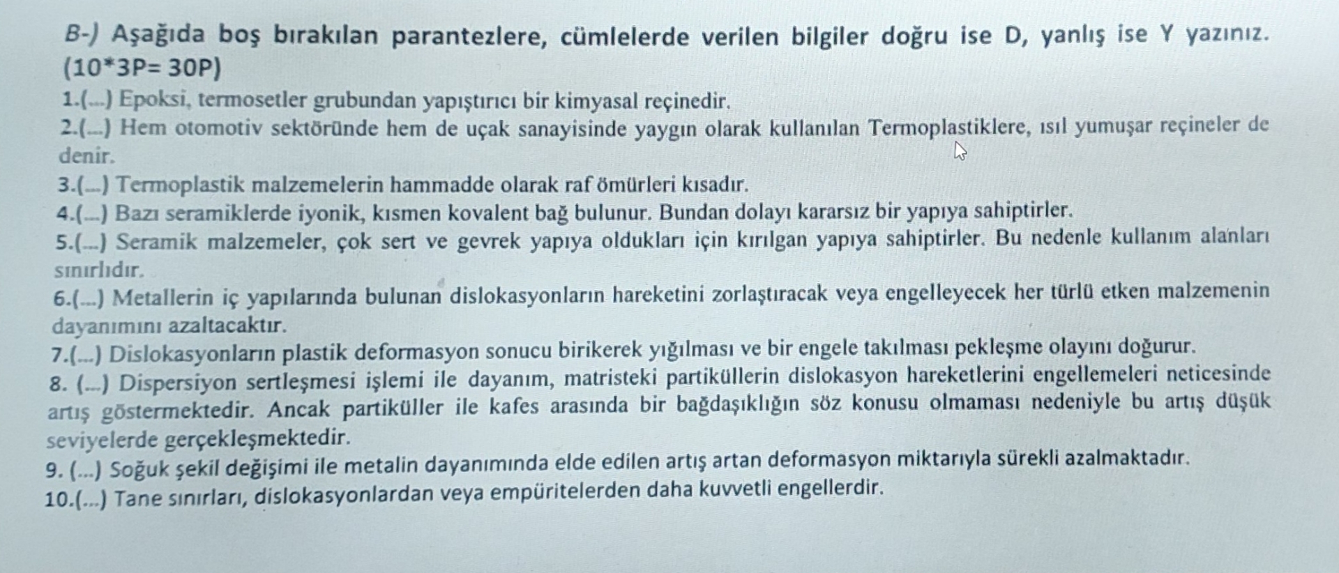 A a da bo b rak lan parantezlere, c mlelerde