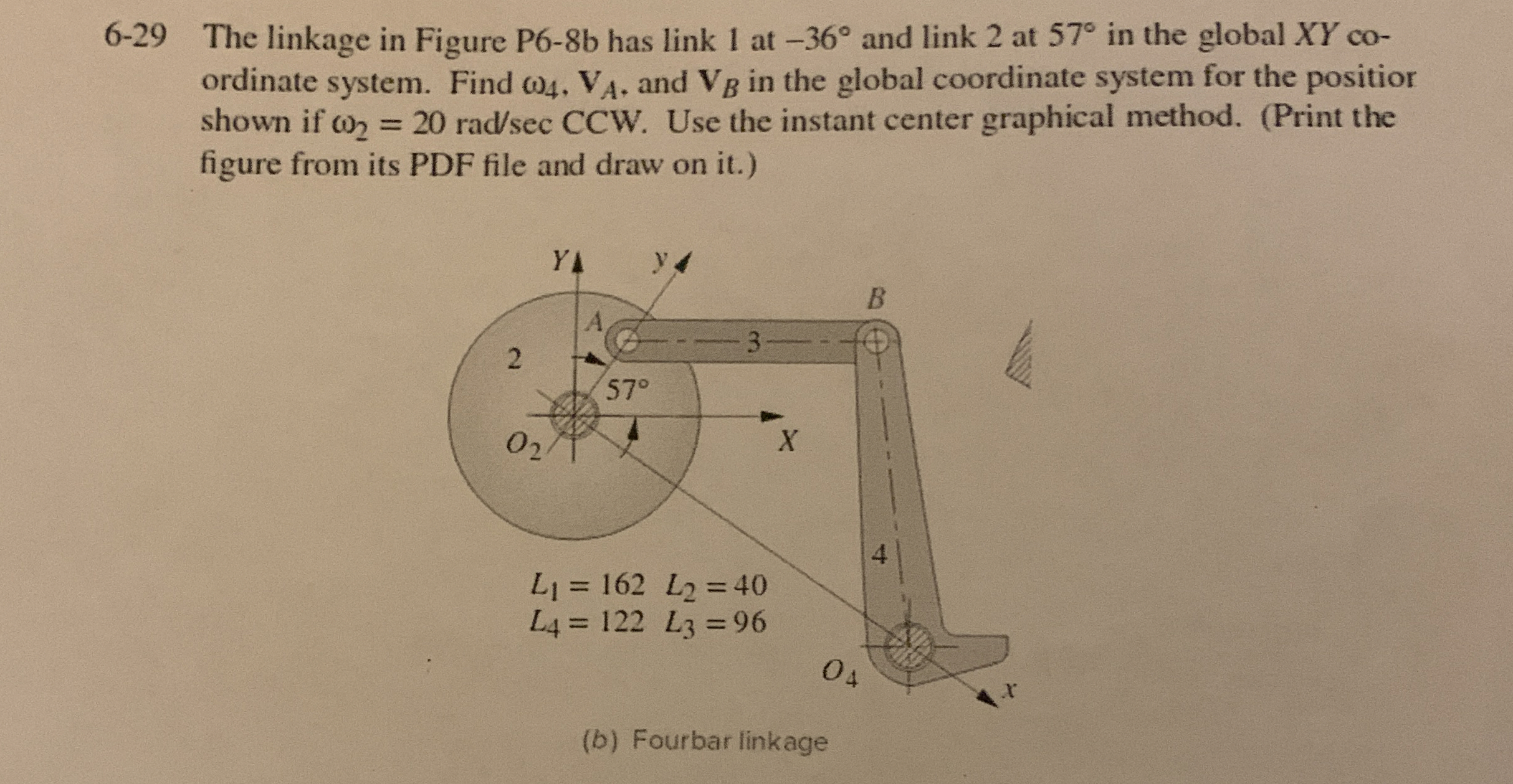 6 - 2 9 The linkage in Figure P 6 - 8 b has link