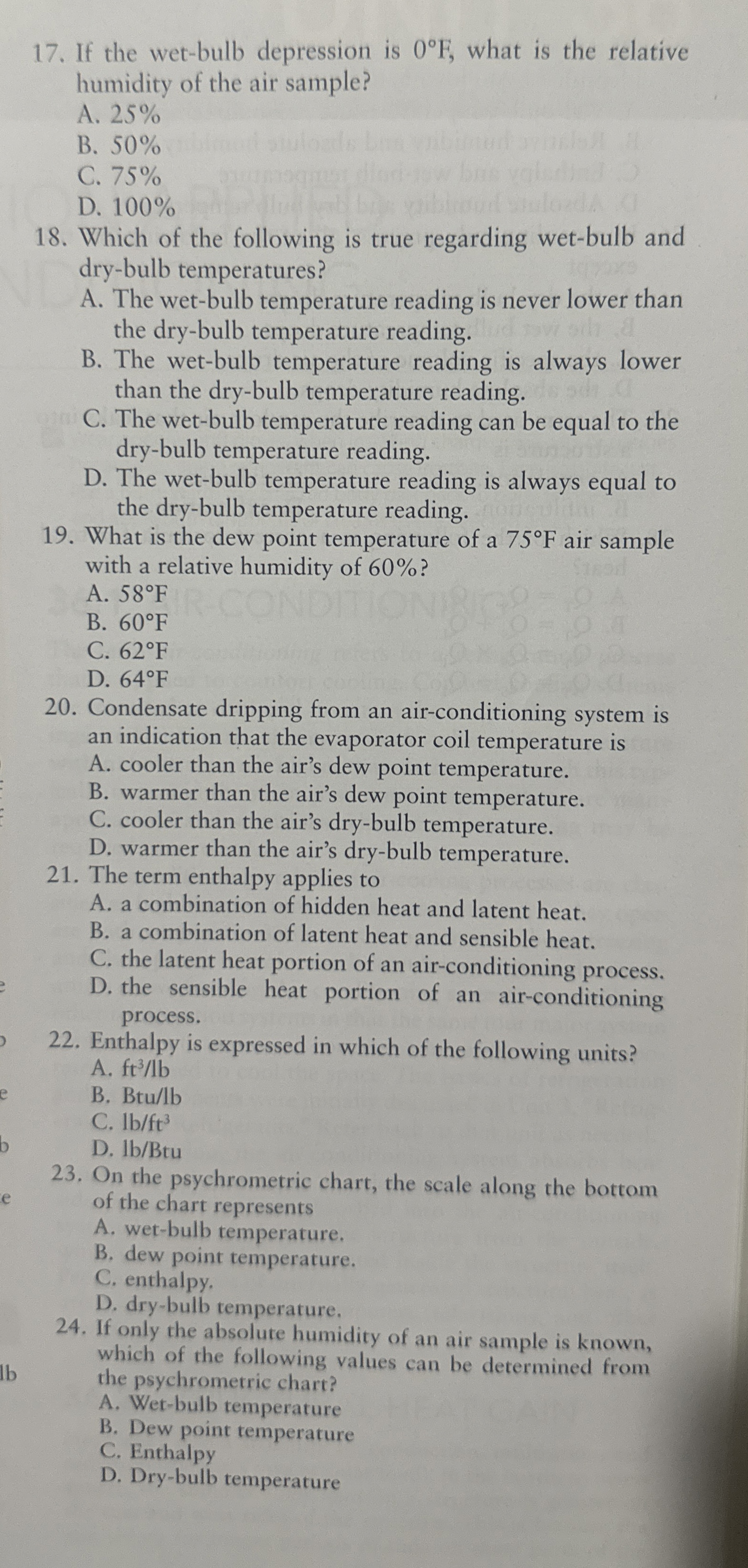 If the wet - bulb depression is 0 F , what is the