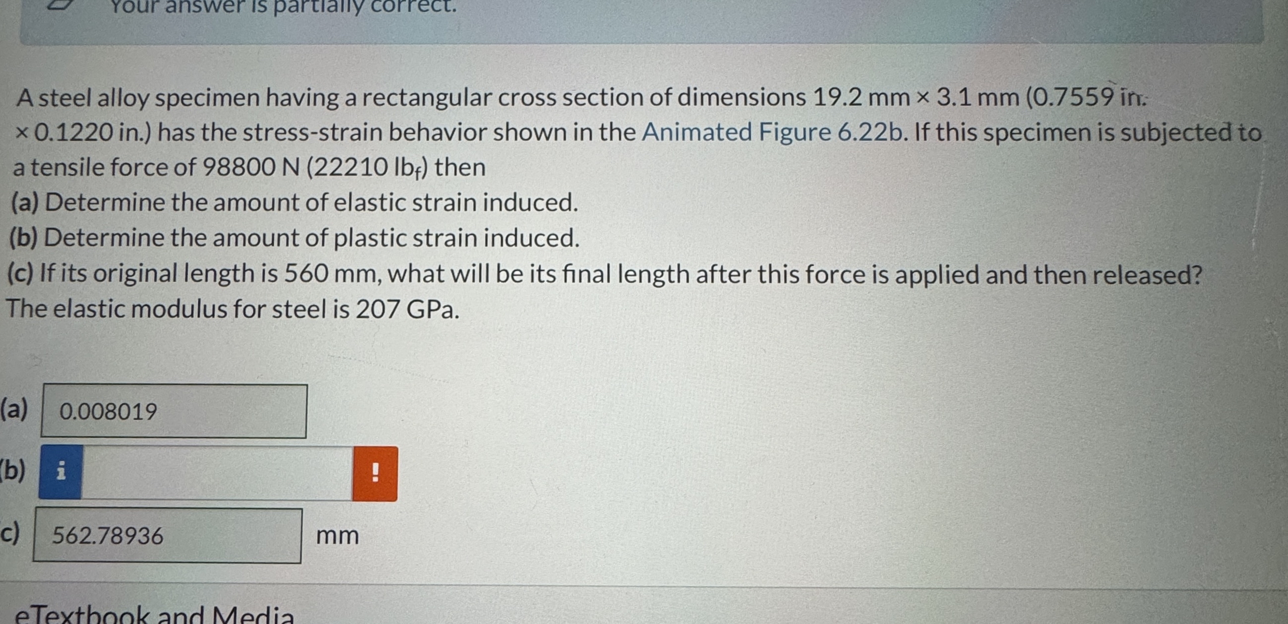 A steel alloy specimen having a rectangular cross