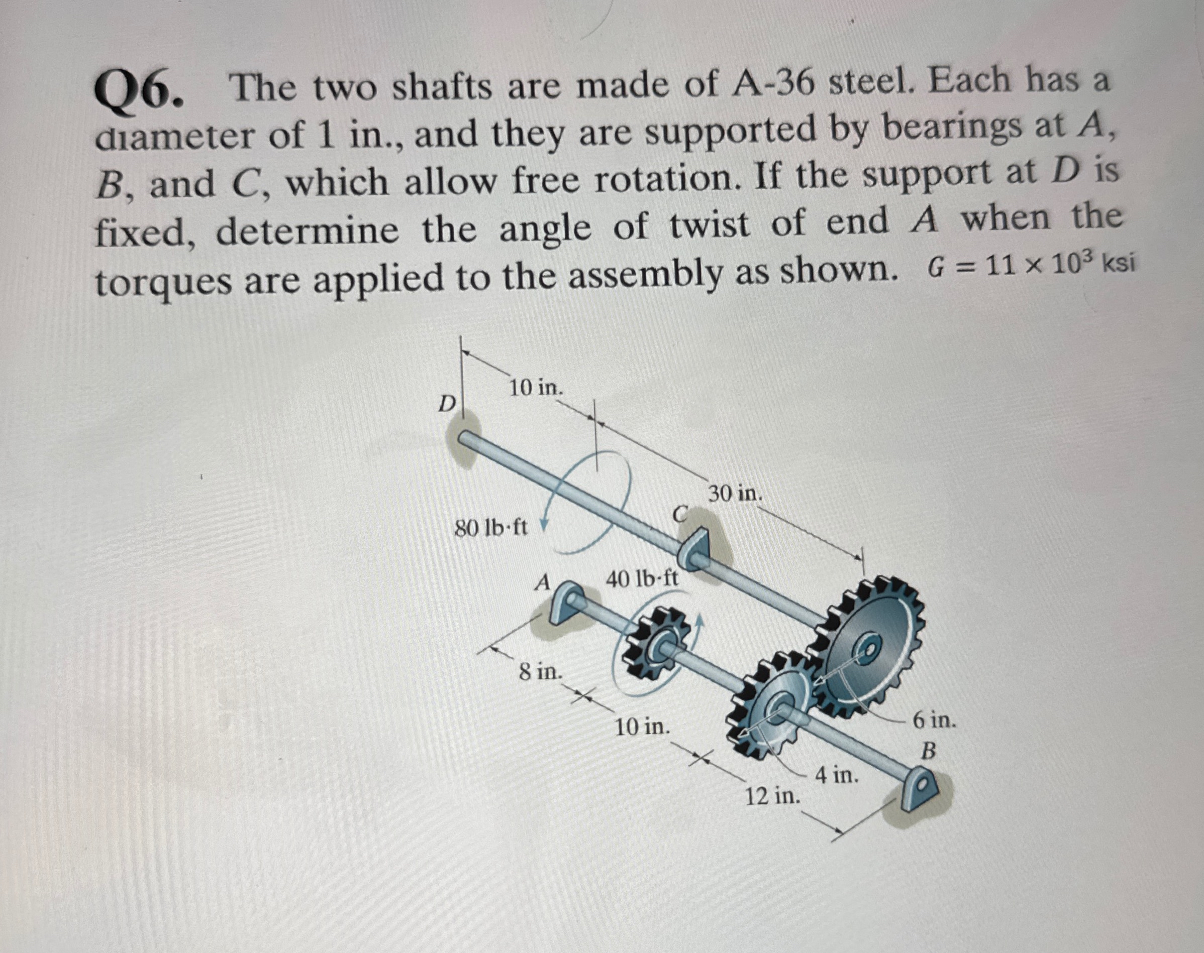 Q 6 . The two shafts are made of A - 3 6 steel.