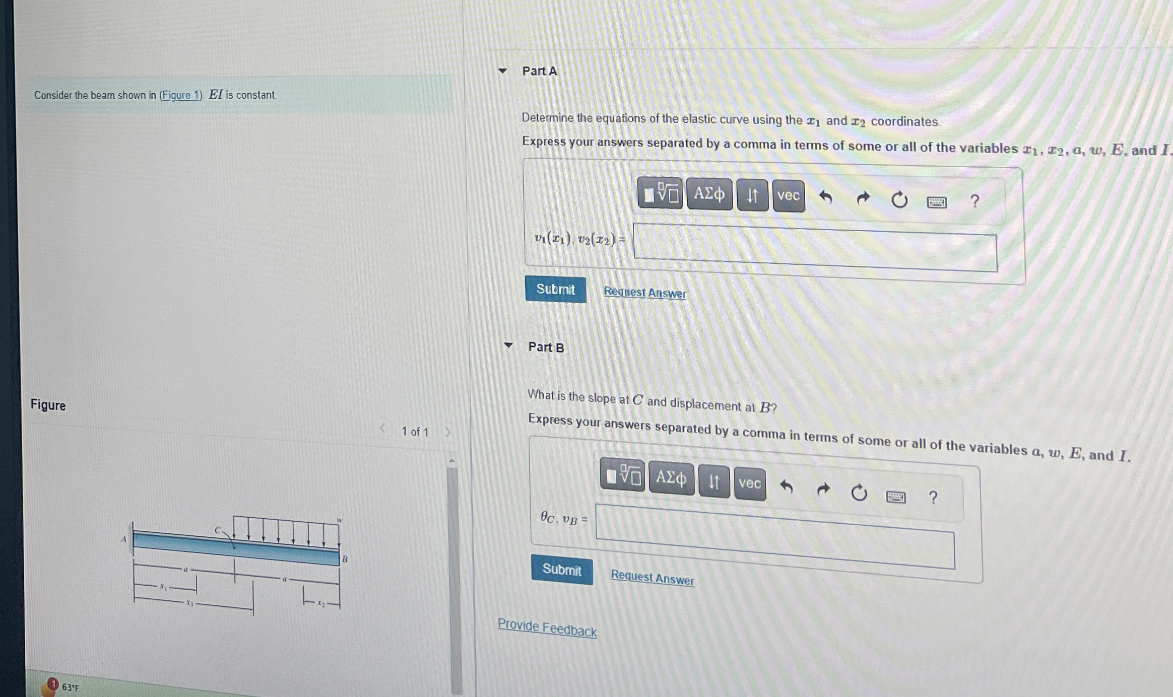 Consider the beam shown in ( Figure 1 ) . E I is