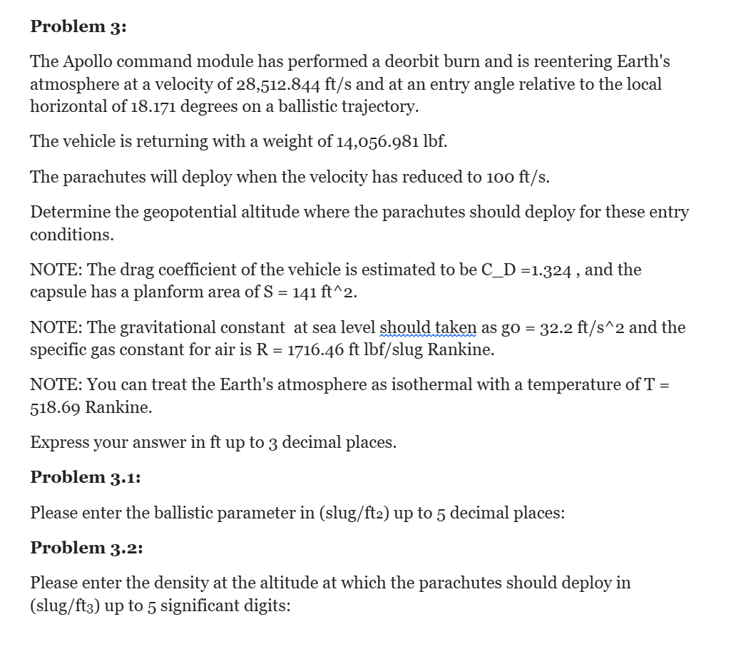 Problem 3 : The command module has performed a