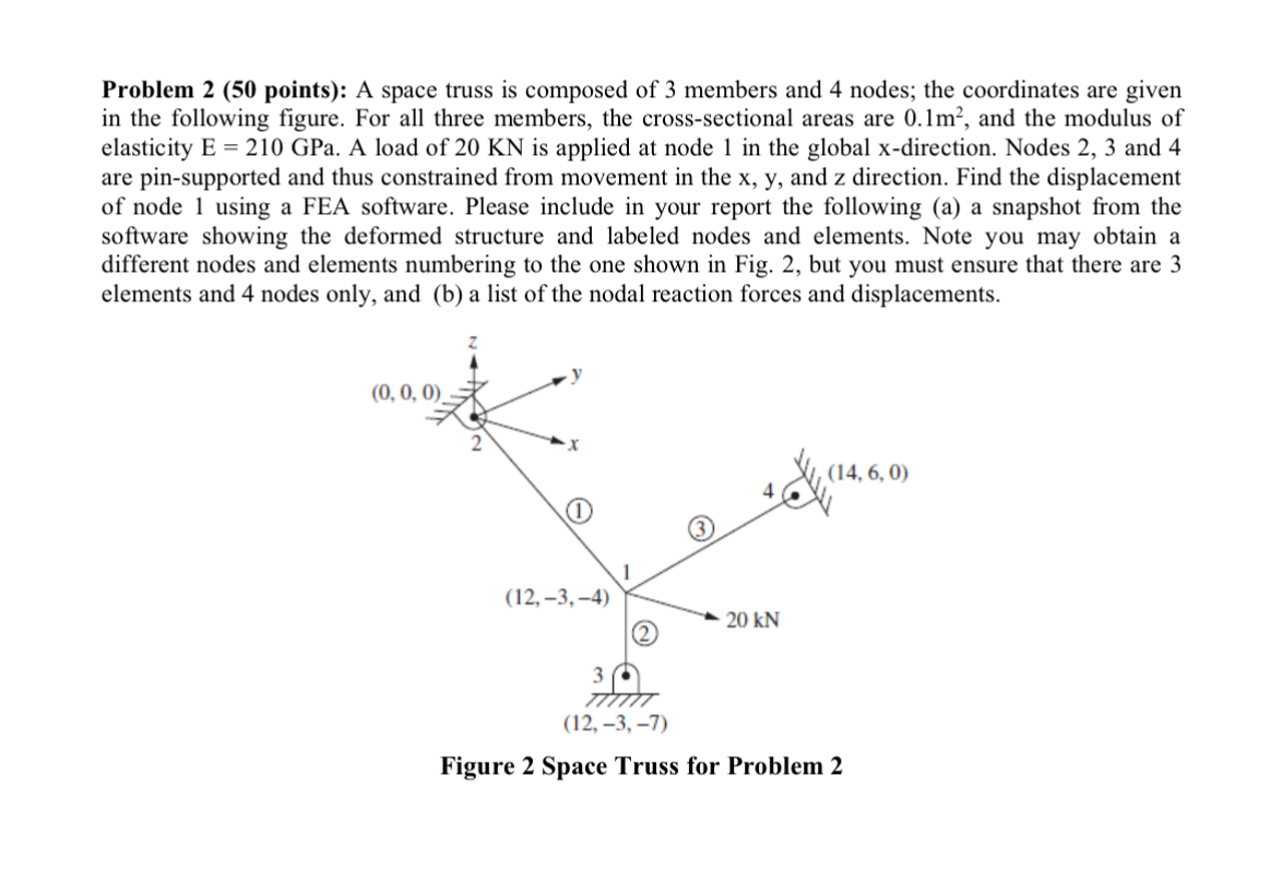 Problem 2 ( 5 0 points ) : A space truss is