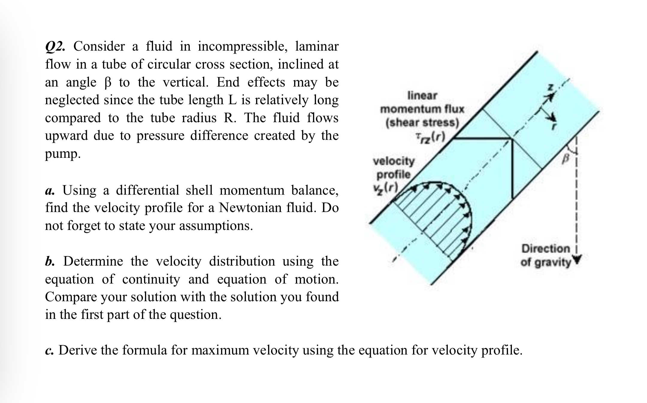 Q 2 . Consider a fluid in incompressible, laminar