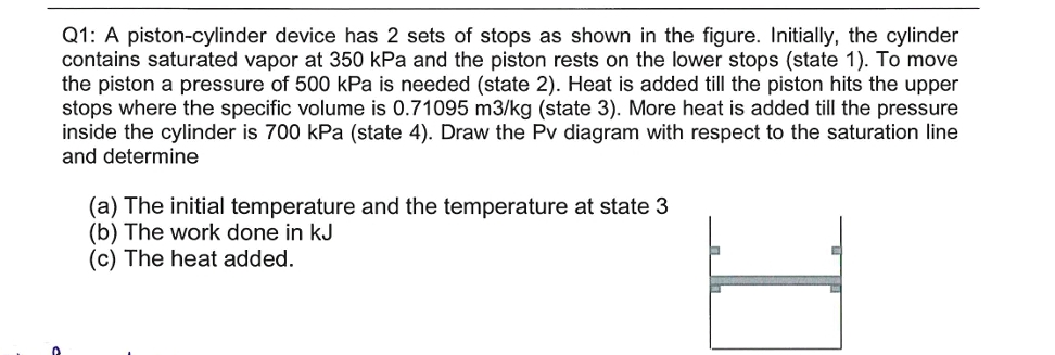 Q 1 : A piston - cylinder device has 2 sets of
