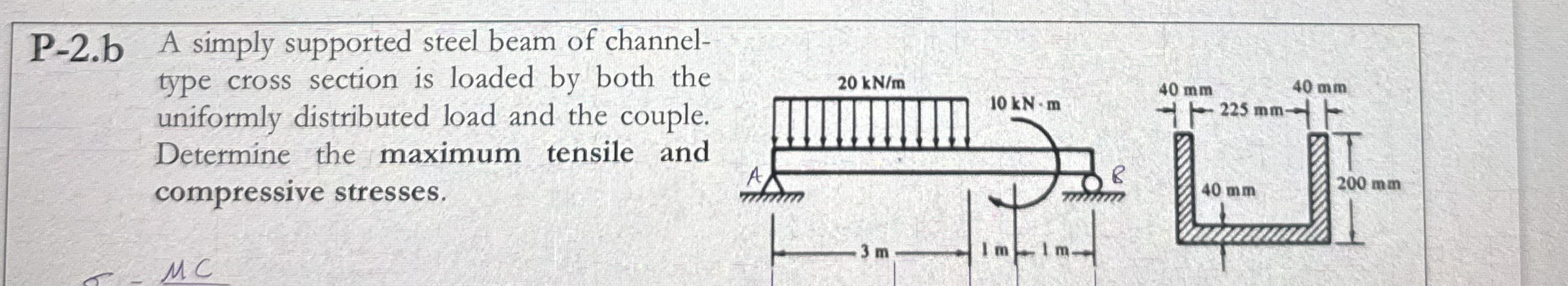 P - 2 . b A simply supported steel beam of