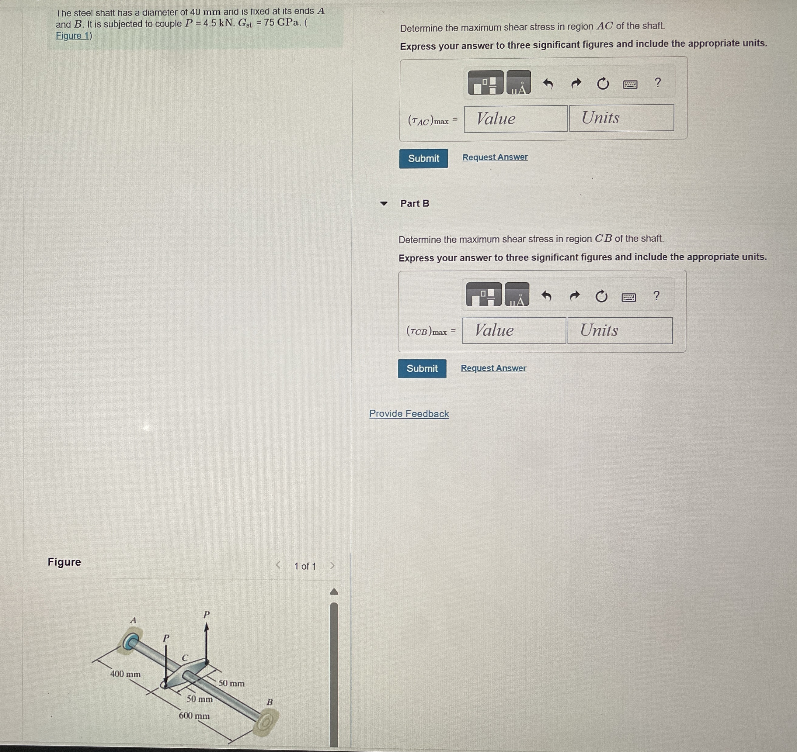Ine steel shatt has a diameter of 4 0 mm and is