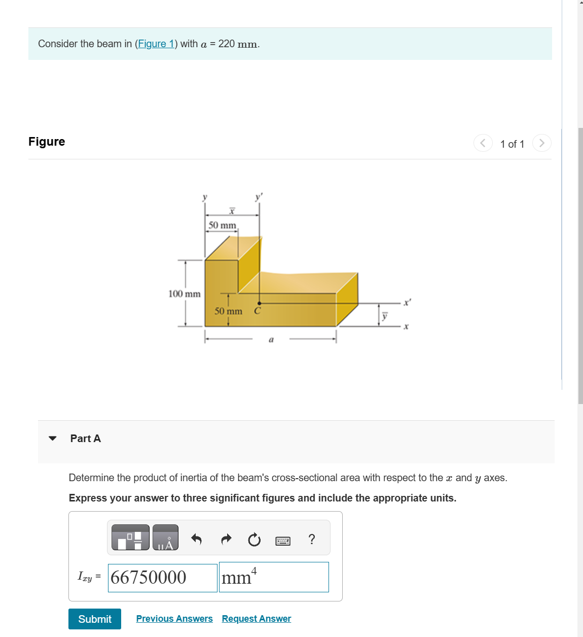Consider the beam in ( Figure 1 ) with a = 2 2 0