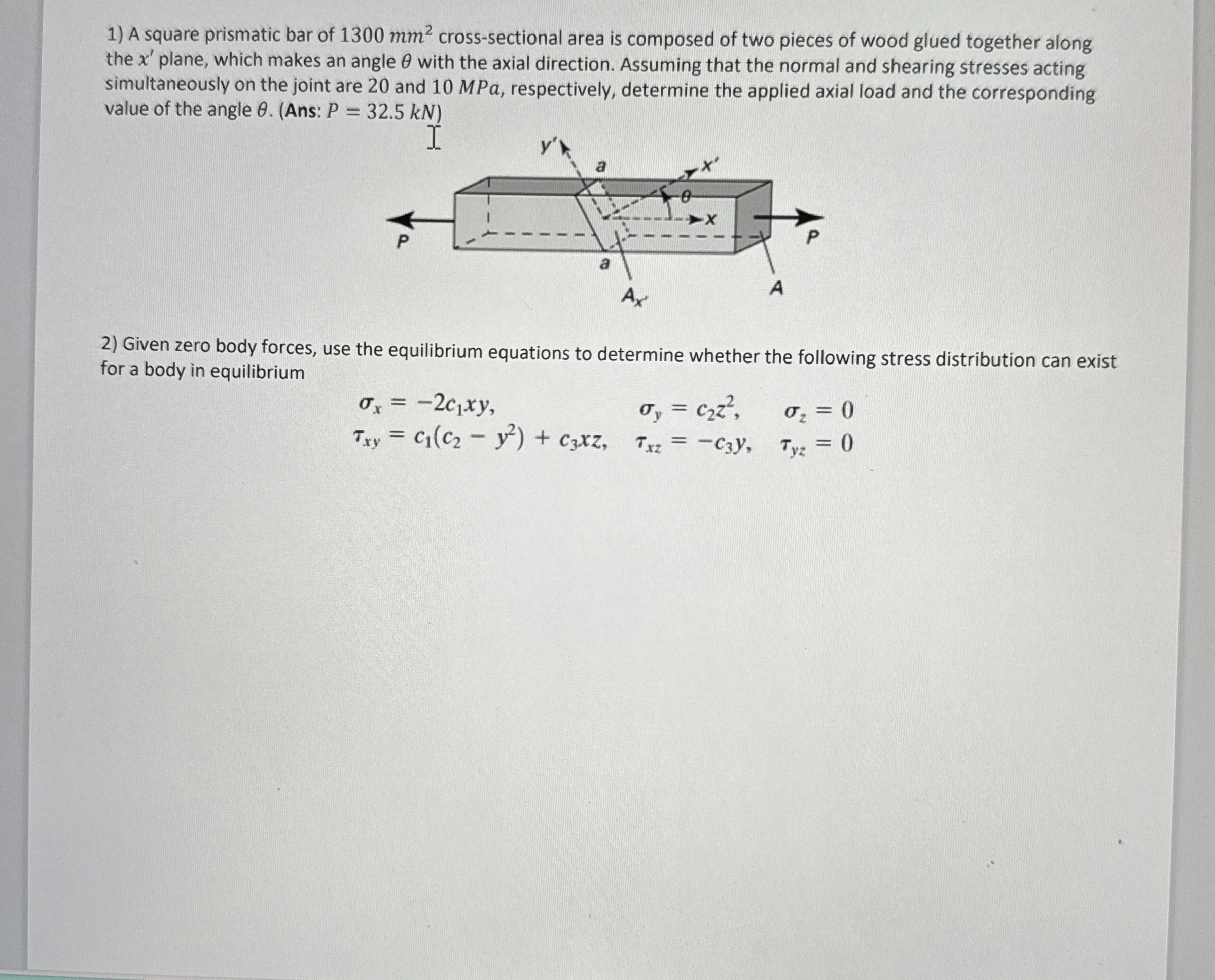 A square prismatic bar of 1 3 0 0 m m 2 cross -