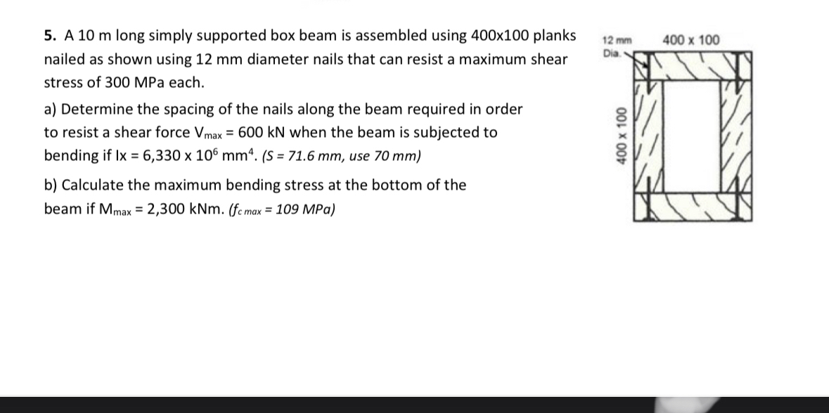 A 1 0 m long simply supported box beam is