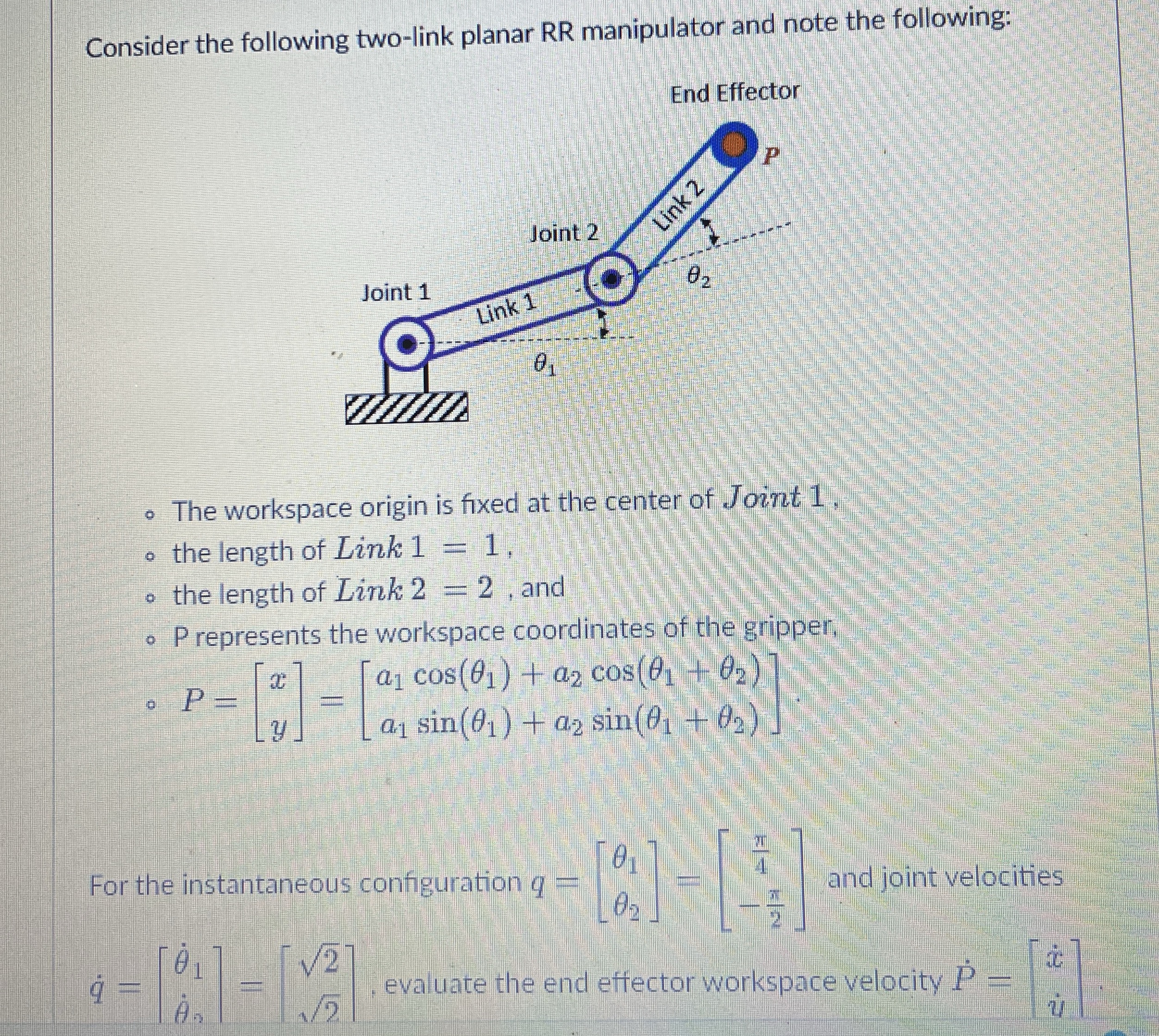 Consider the following two - link planar RR