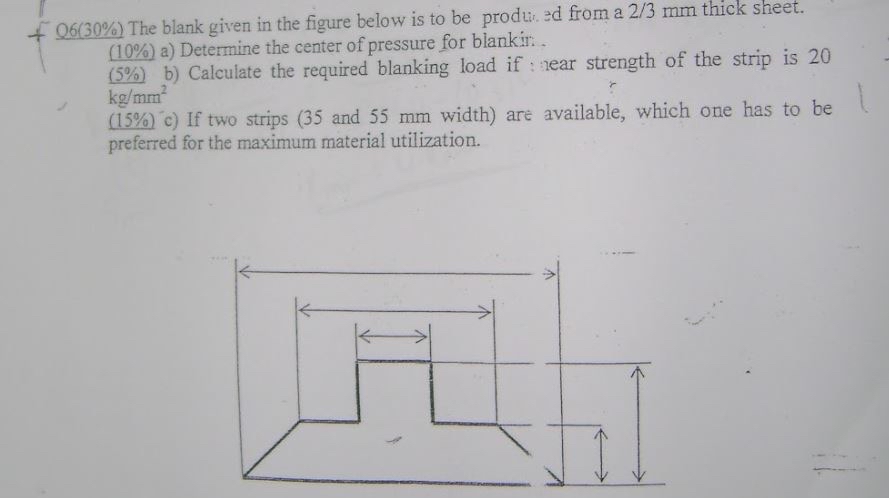 Q 6 ( 3 0 % ) The blank given in the figure below