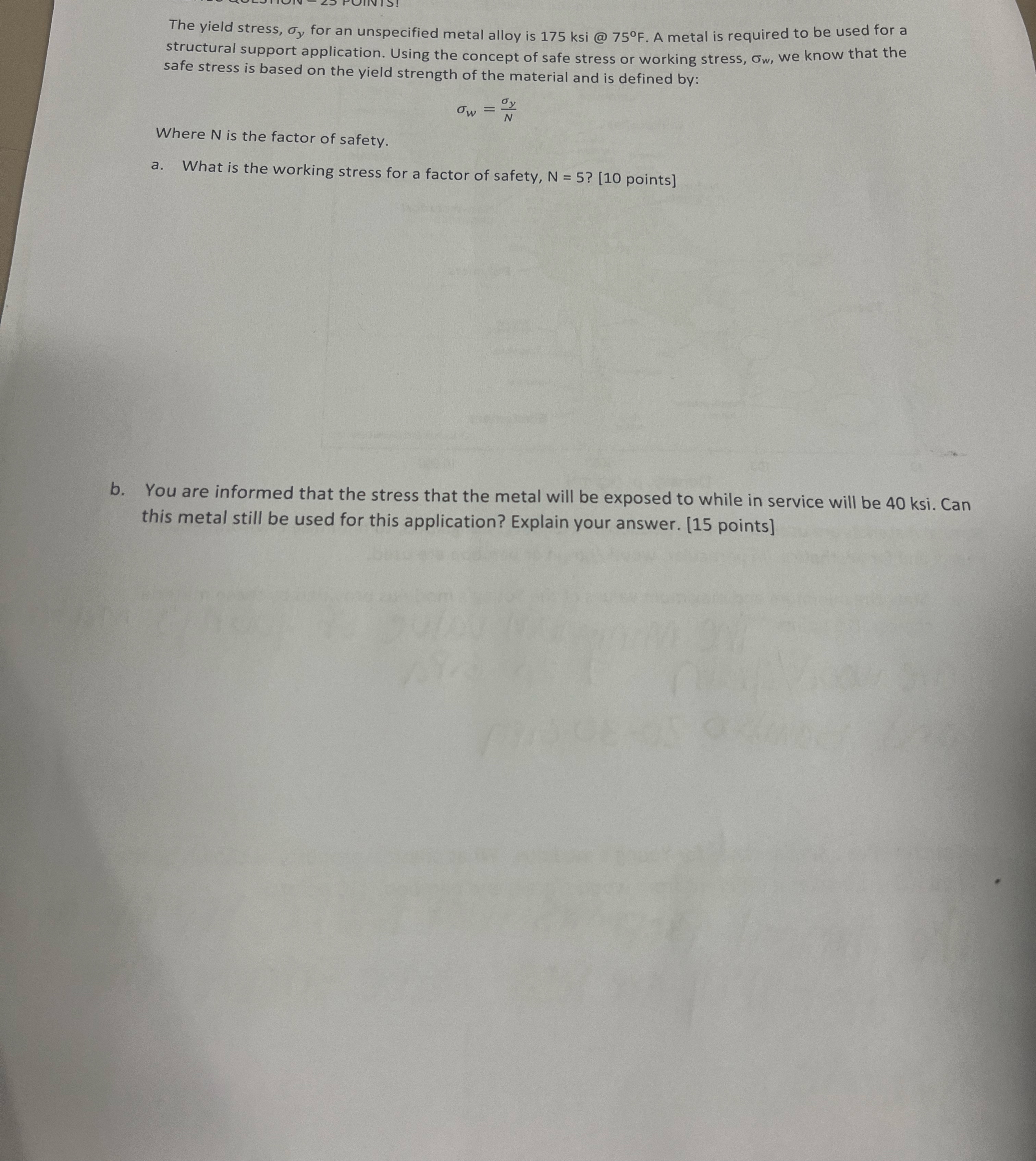The yield stress, y for an unspecified metal