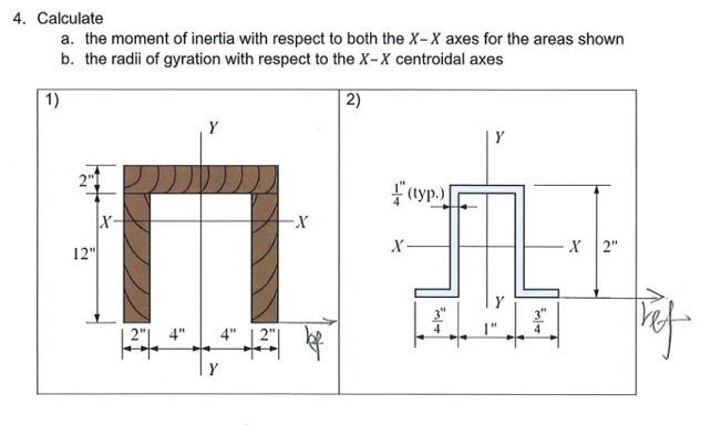 Calculate a . the moment of inertia with respect