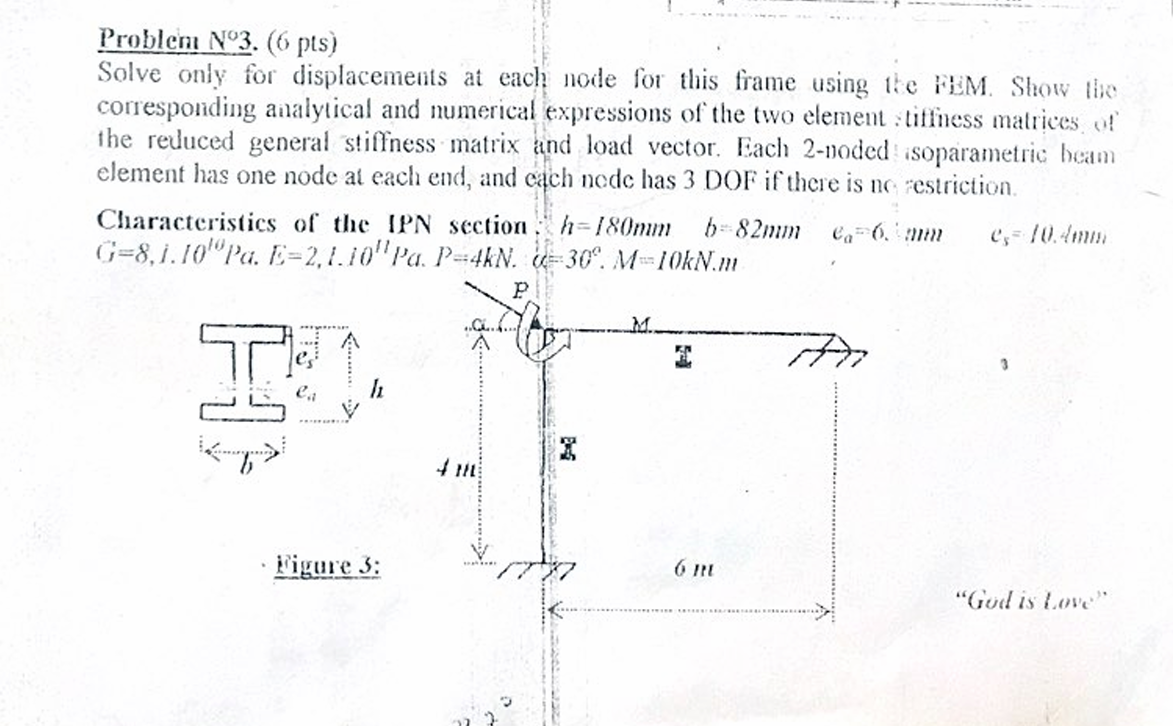 Problem No 3 . ( 6 pts ) Solve only for
