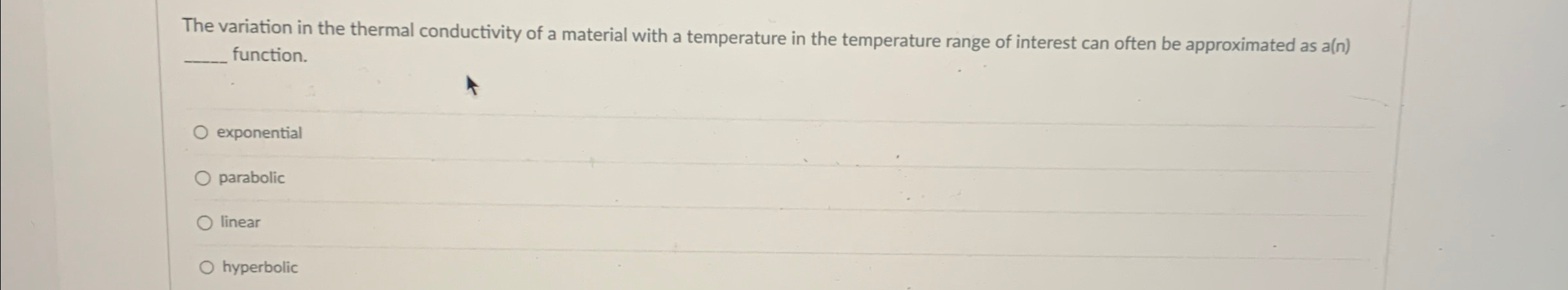 The variation in the thermal conductivity of a